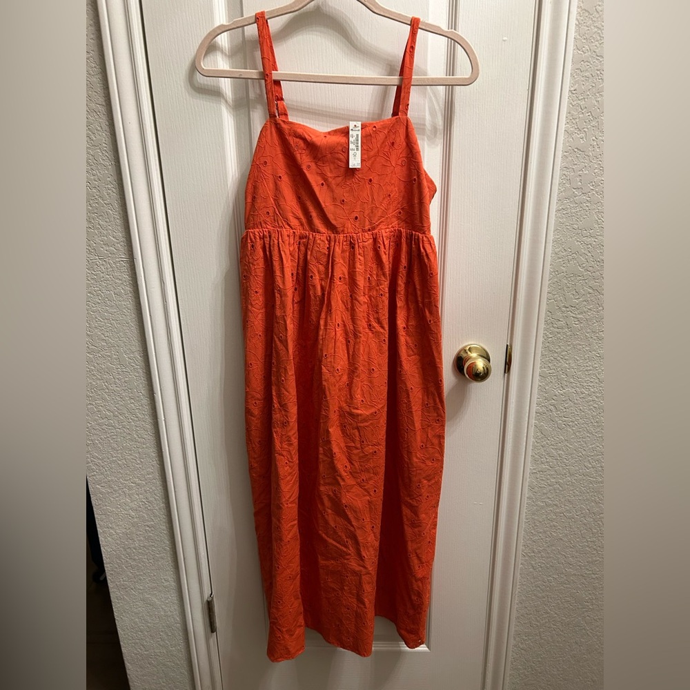 Orange Eyelet midi dress from Madewell
